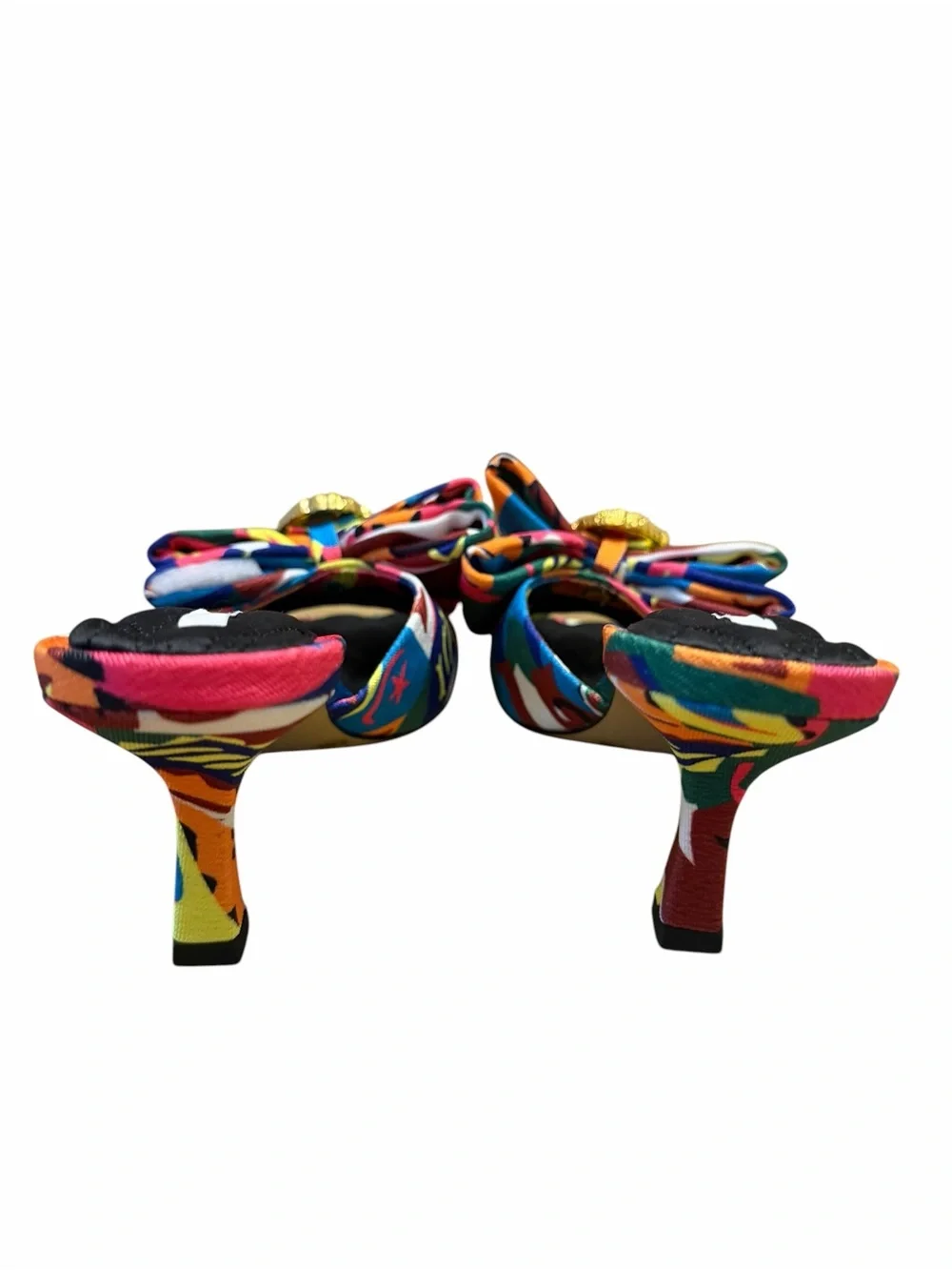 Gianni Bini NWOB Evil Eye Bow Mule Kitten Heels Colorful Size 6.5